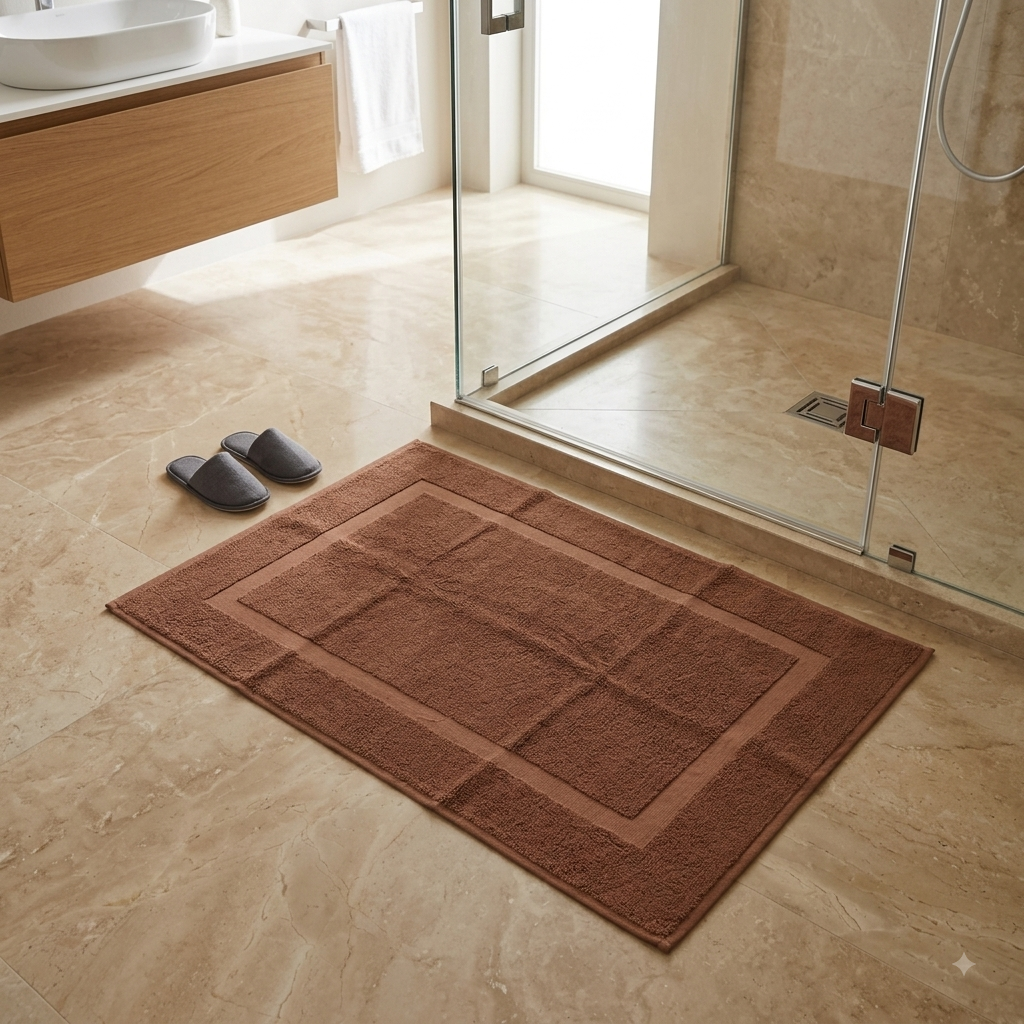 Tapis de bain ''EXCELLENCE'' 100% Coton – MBH - MOCHA MOUSSE M1