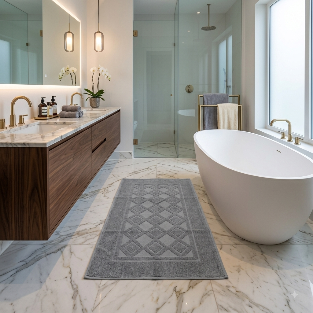 Tapis de bain ''EXCELLENCE'' 100% Coton – MBH - Gris M2