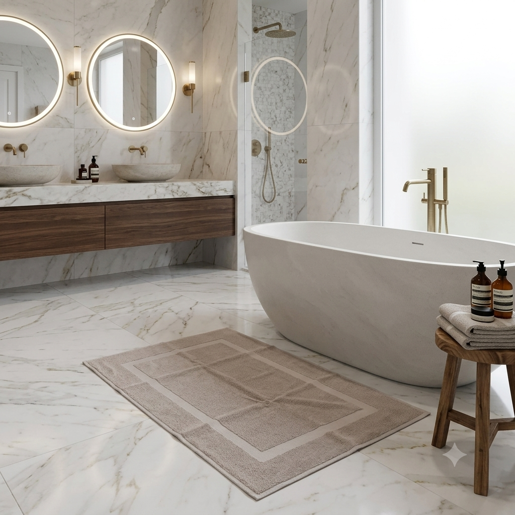 Tapis de bain ''EXCELLENCE'' 100% Coton – MBH - Beige Clair M1