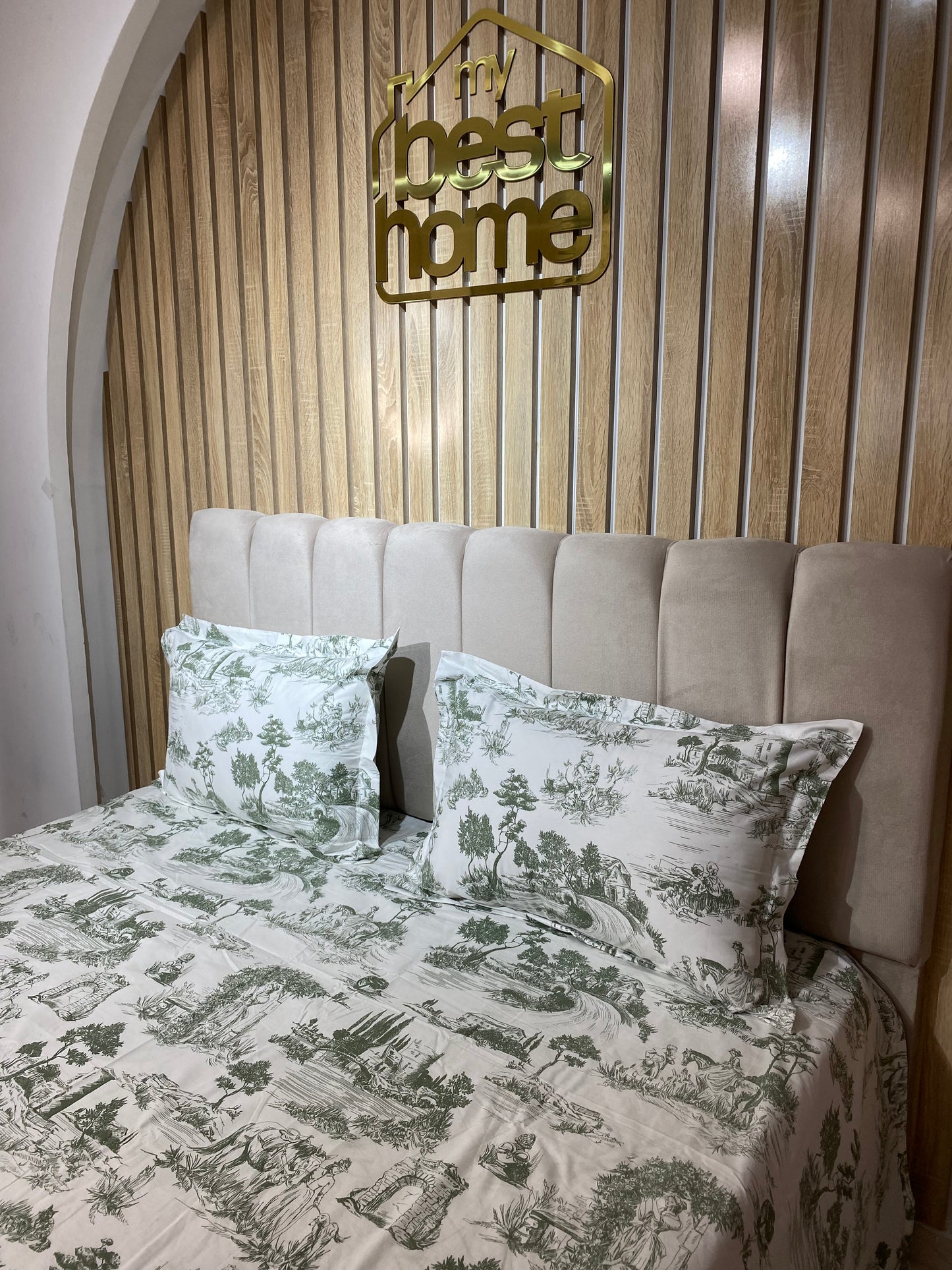 Parure de Lit 100% Popeline de Coton Toile de Jouy - MBH