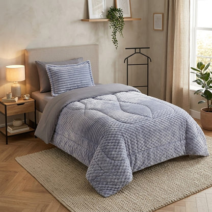 Couvre lit 4 Pièces 1 Place et Demie – Double Face Coton & Polaire