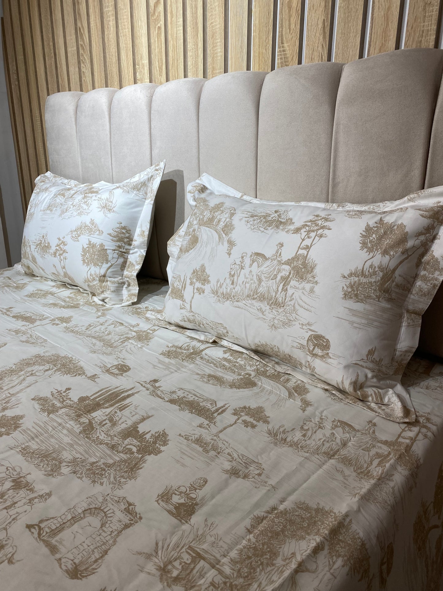 Parure de Lit 100% Popeline de Coton Toile de Jouy - MBH