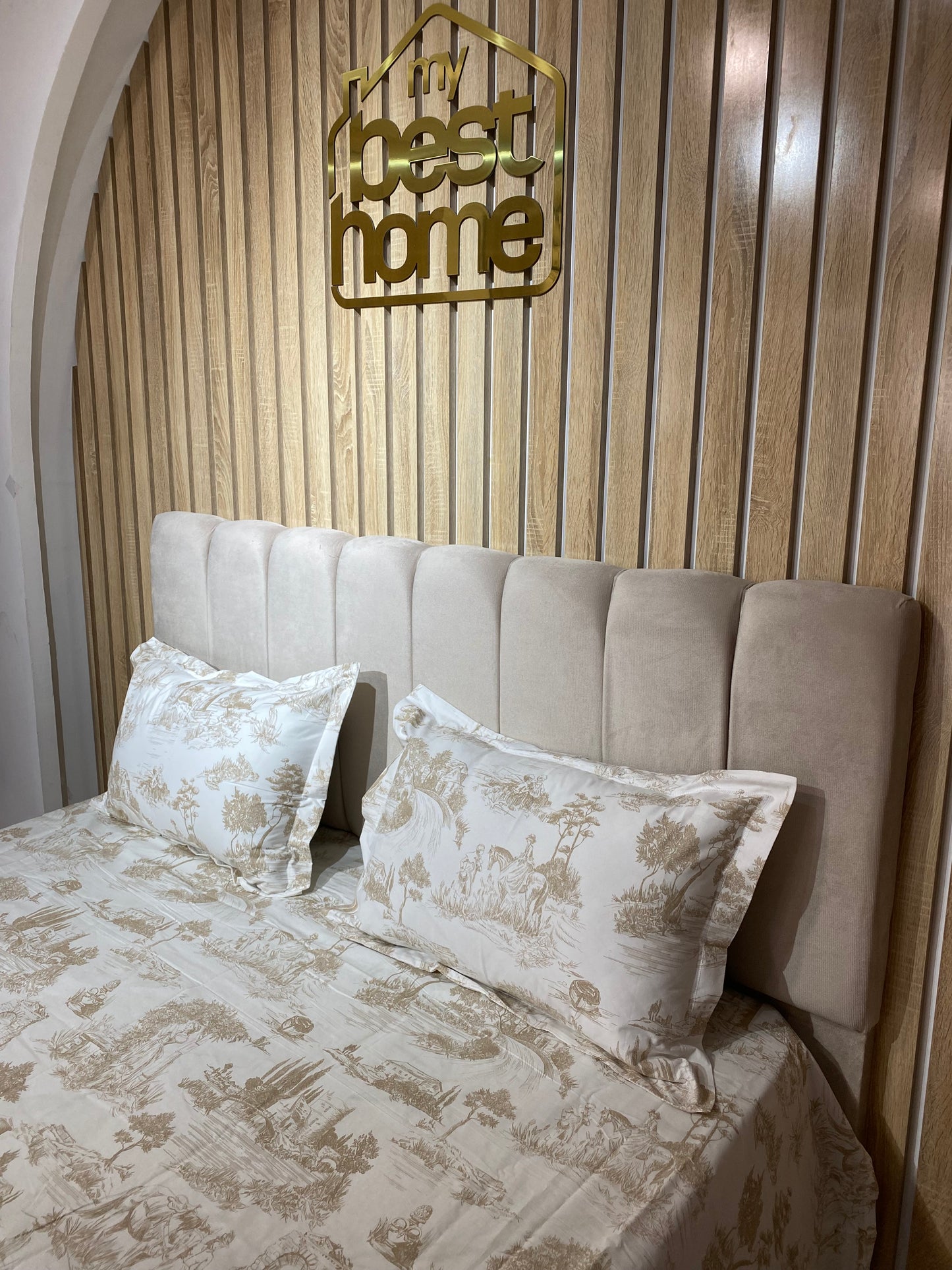 Parure de Lit 100% Popeline de Coton Toile de Jouy - MBH