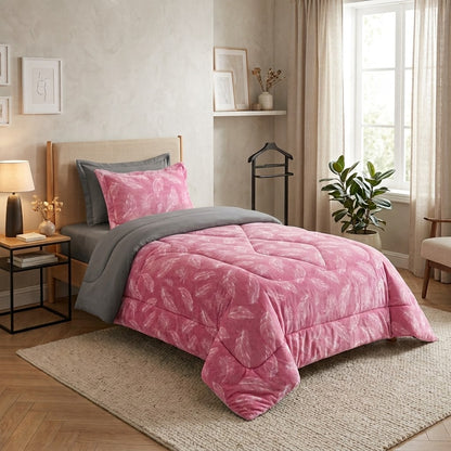 Couvre lit 4 Pièces 1 Place et Demie – Double Face Coton & Polaire
