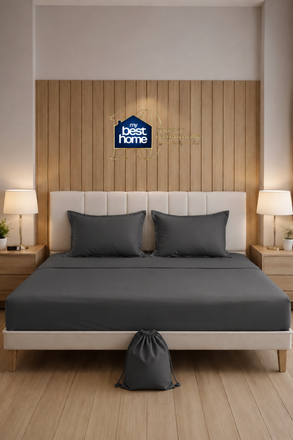 Parure de lit 100% coton pur – Ensemble complet 4 pièces – MBH