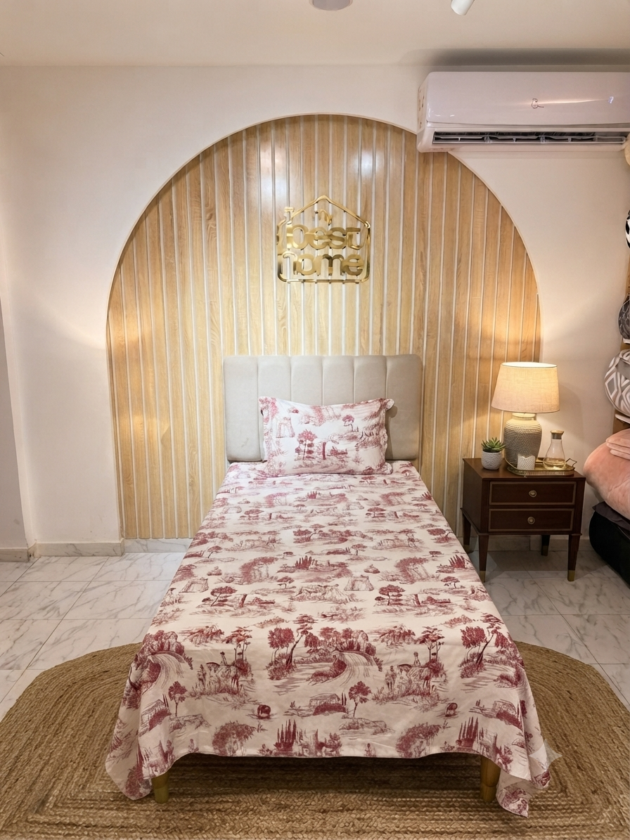 Parure de Lit 100% Popeline de Coton Toile de Jouy - MBH