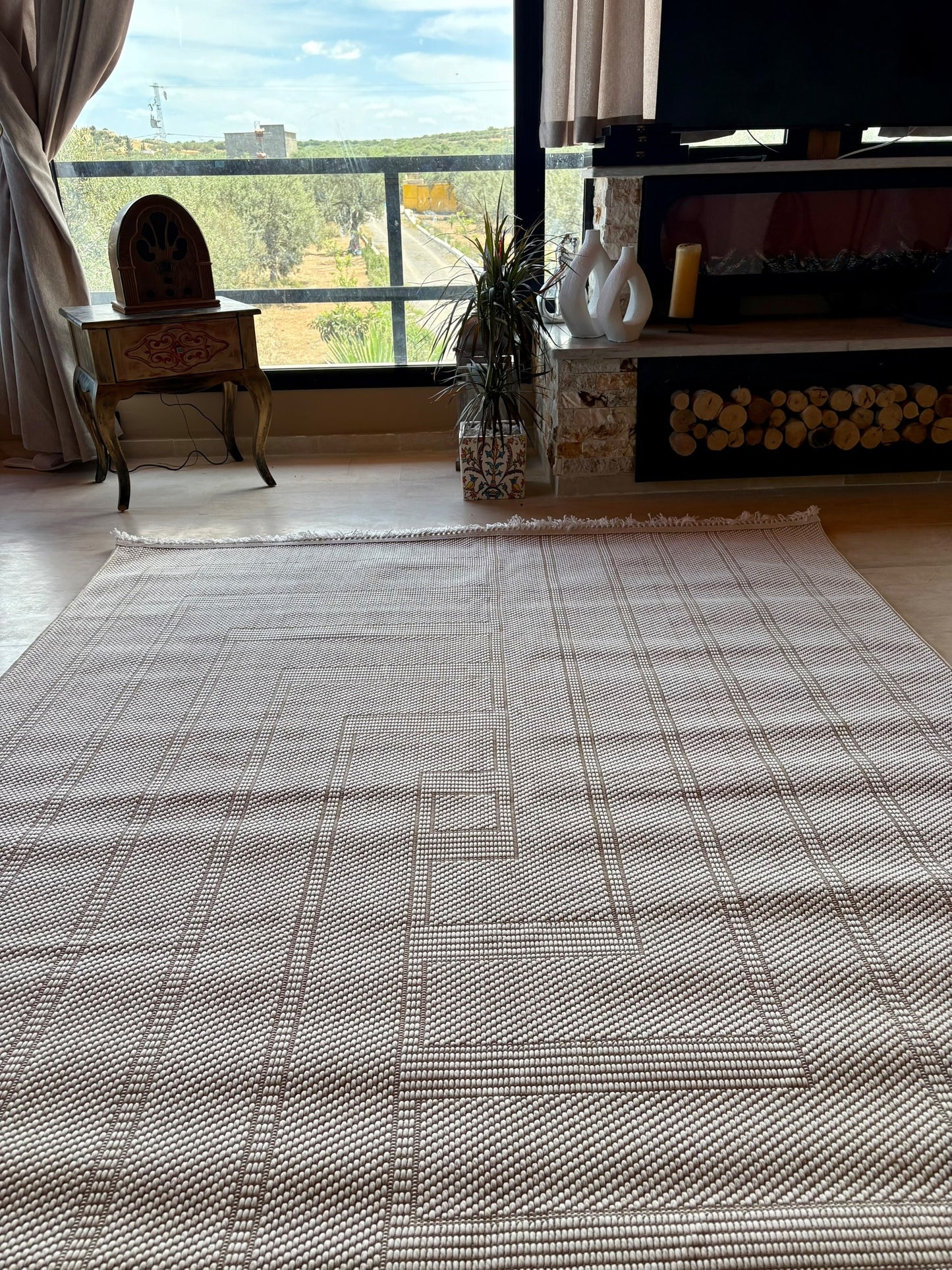 Tapis de Salon Bouclette Crème Y008B – MBH