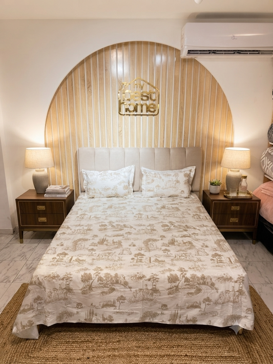 Parure de Lit 100% Popeline de Coton Toile de Jouy - MBH