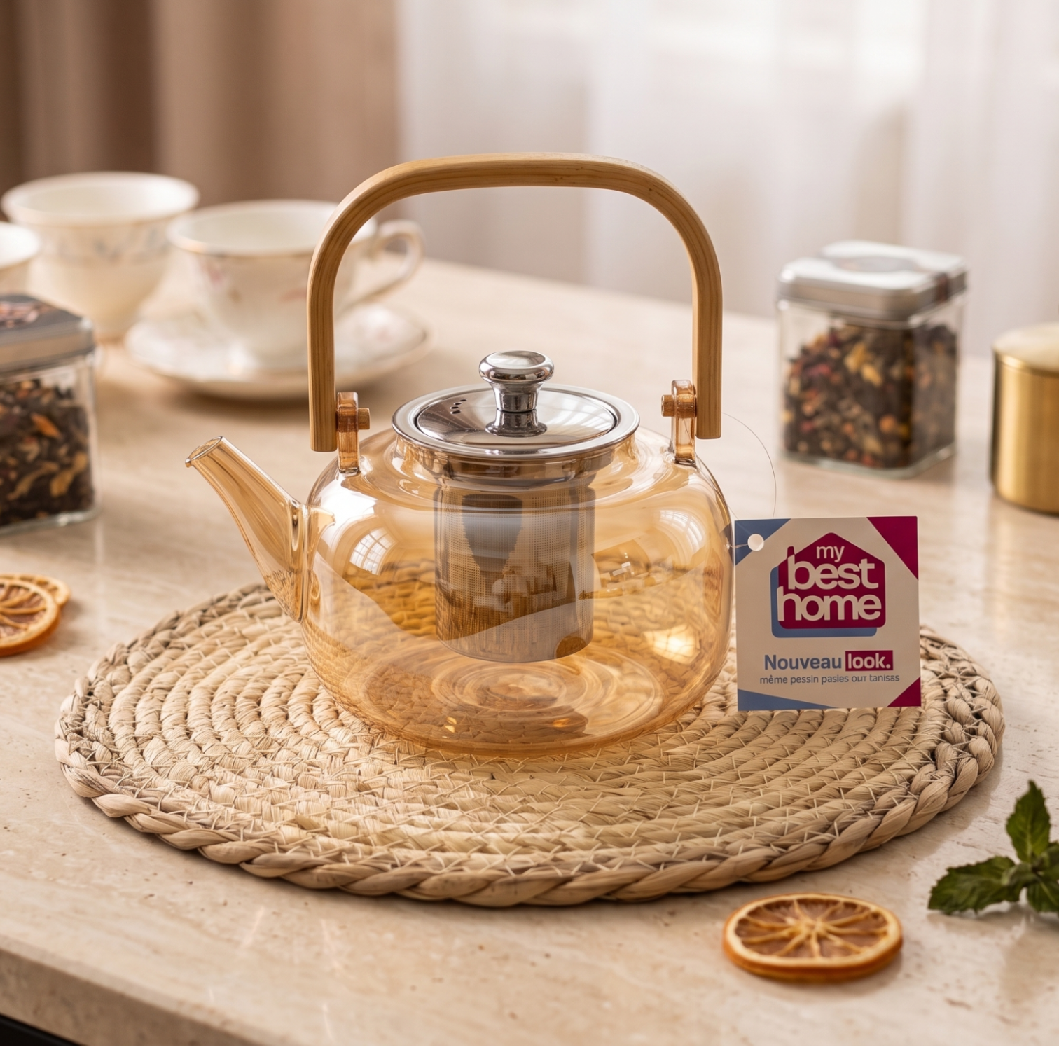 Théière Dorée en Verre – MBH