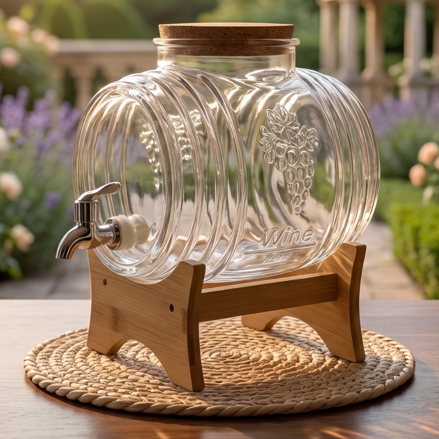 Distributeur d’Huile 5L en Verre avec Support Bois - MBH