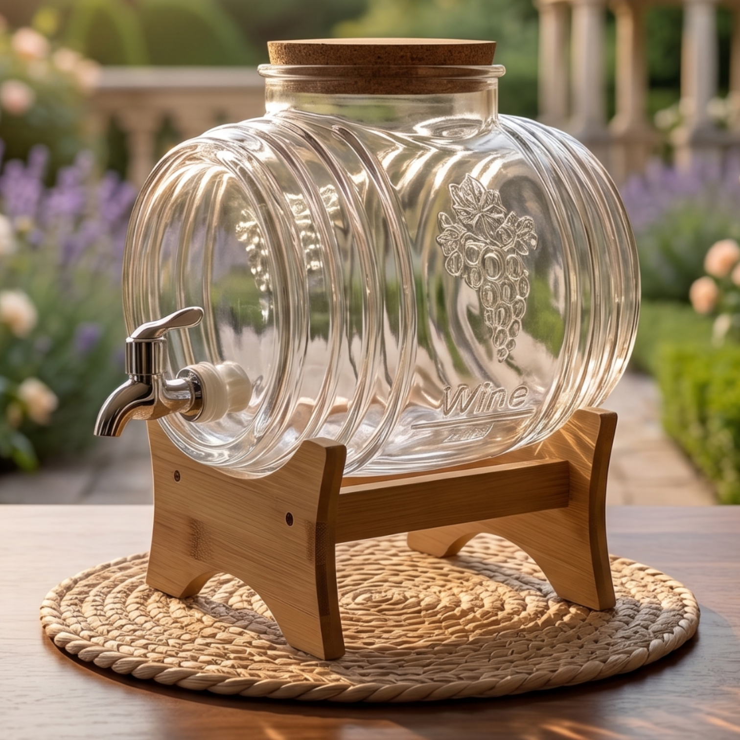 Distributeur d’Huile 5L en Verre avec Support Bois - MBH