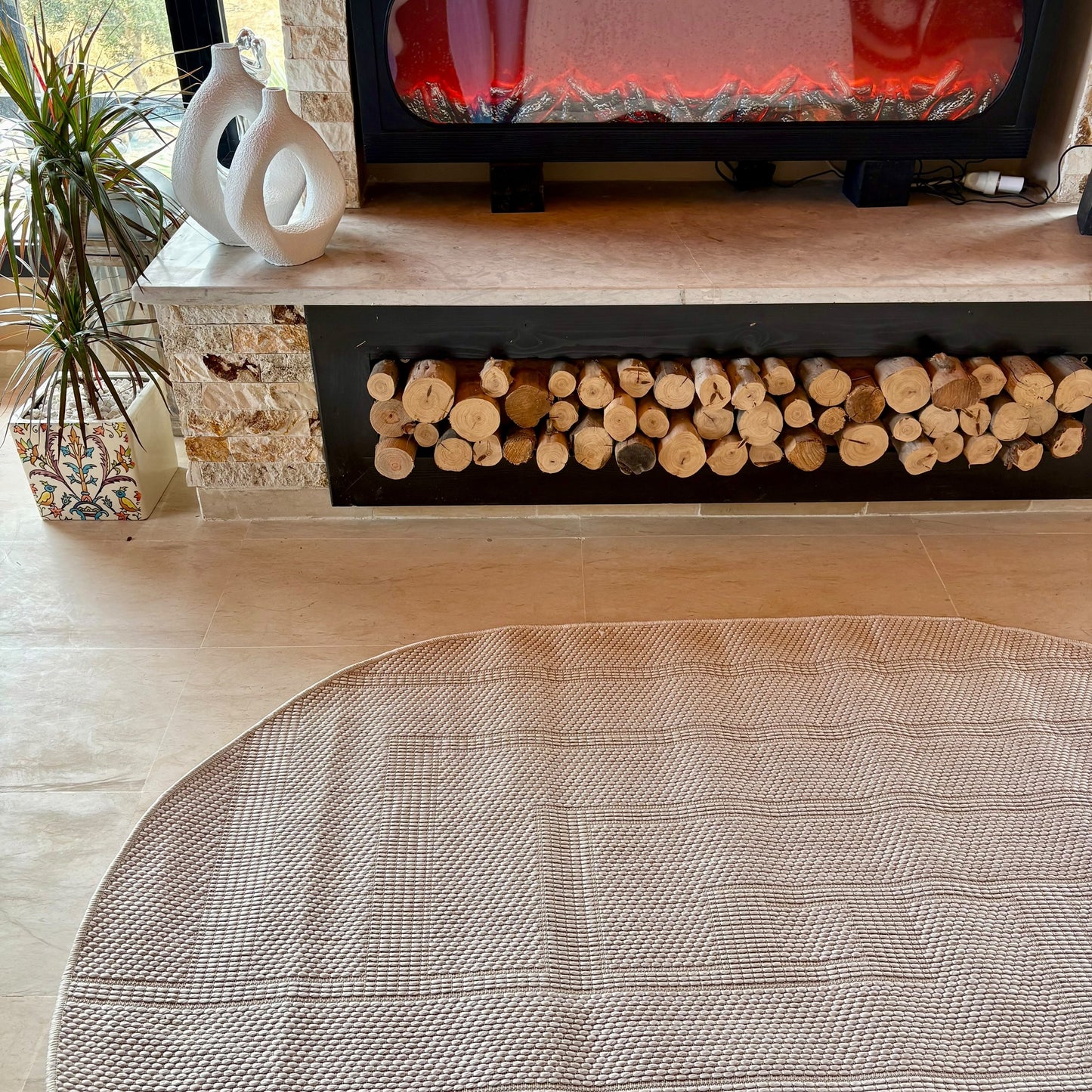 Tapis Ovale Bouclette Crème – MBH