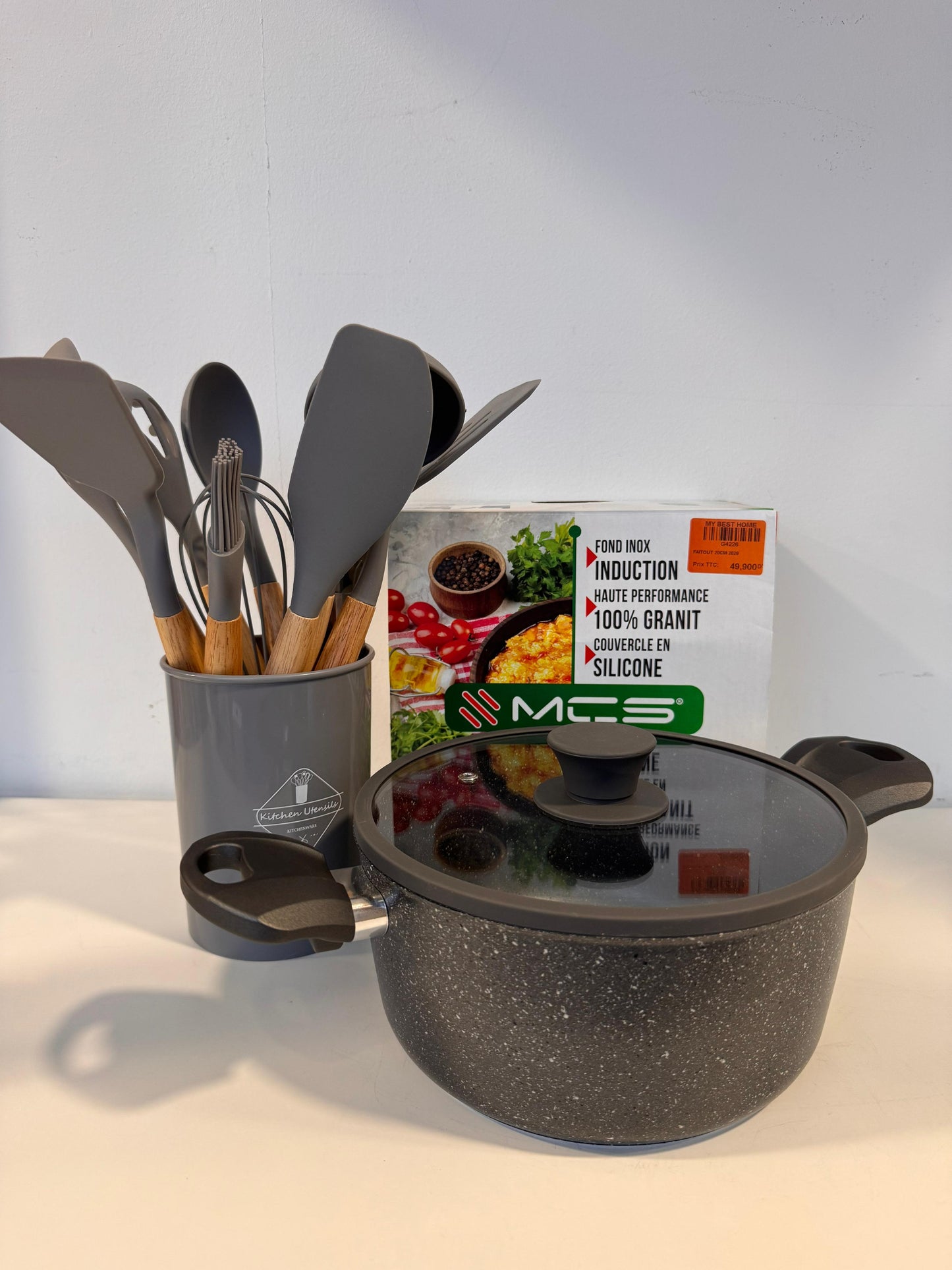 Pack Kleya – Faitout et 12 Ustensiles de Cuisine en Silicone et Bois - MBH