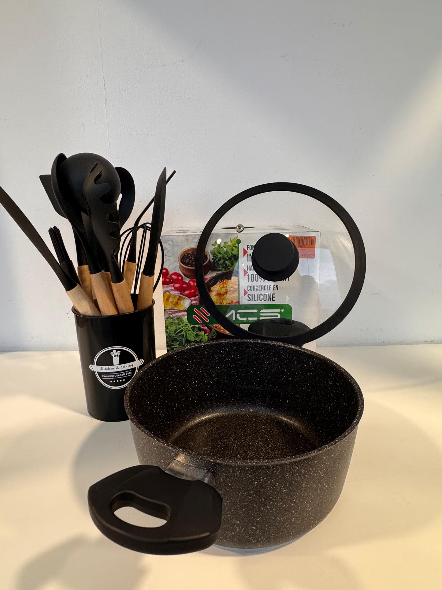 Pack Kleya – Faitout et 12 Ustensiles de Cuisine en Silicone et Bois - MBH