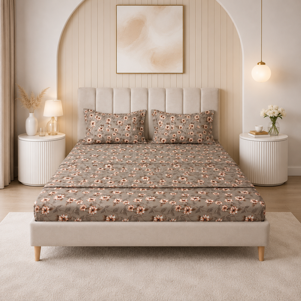 Parure de lit 100% coton pur – Ensemble complet 4 pièces – MBH