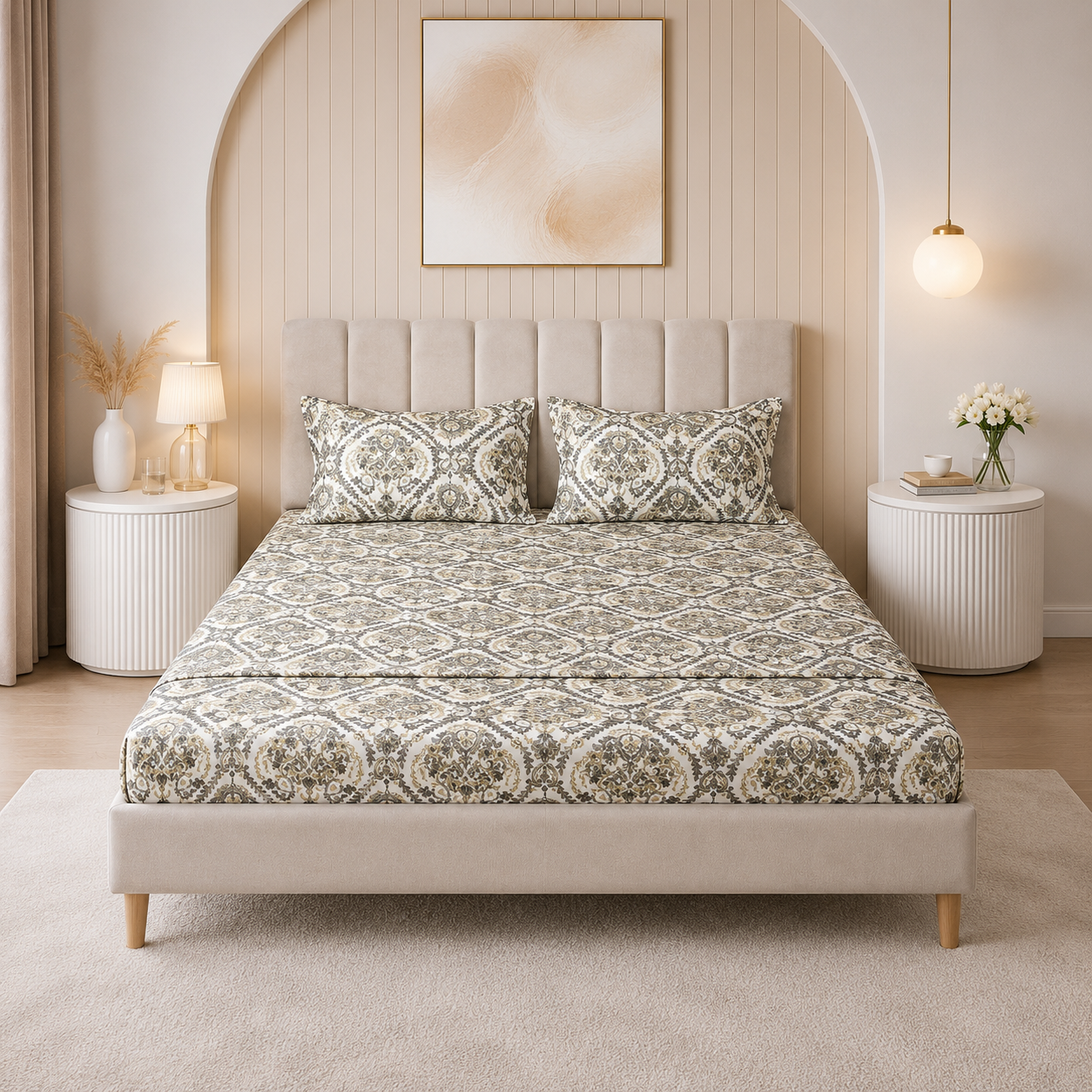 Parure de lit 100% coton pur – Ensemble complet 4 pièces – MBH