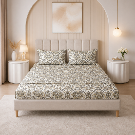 Parure de lit 100% coton pur – Ensemble complet 4 pièces – MBH