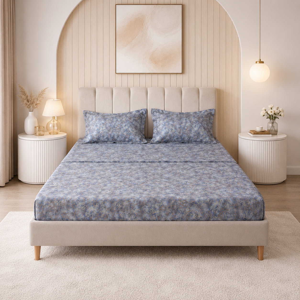 Parure de lit 100% coton pur – Ensemble complet 4 pièces – MBH