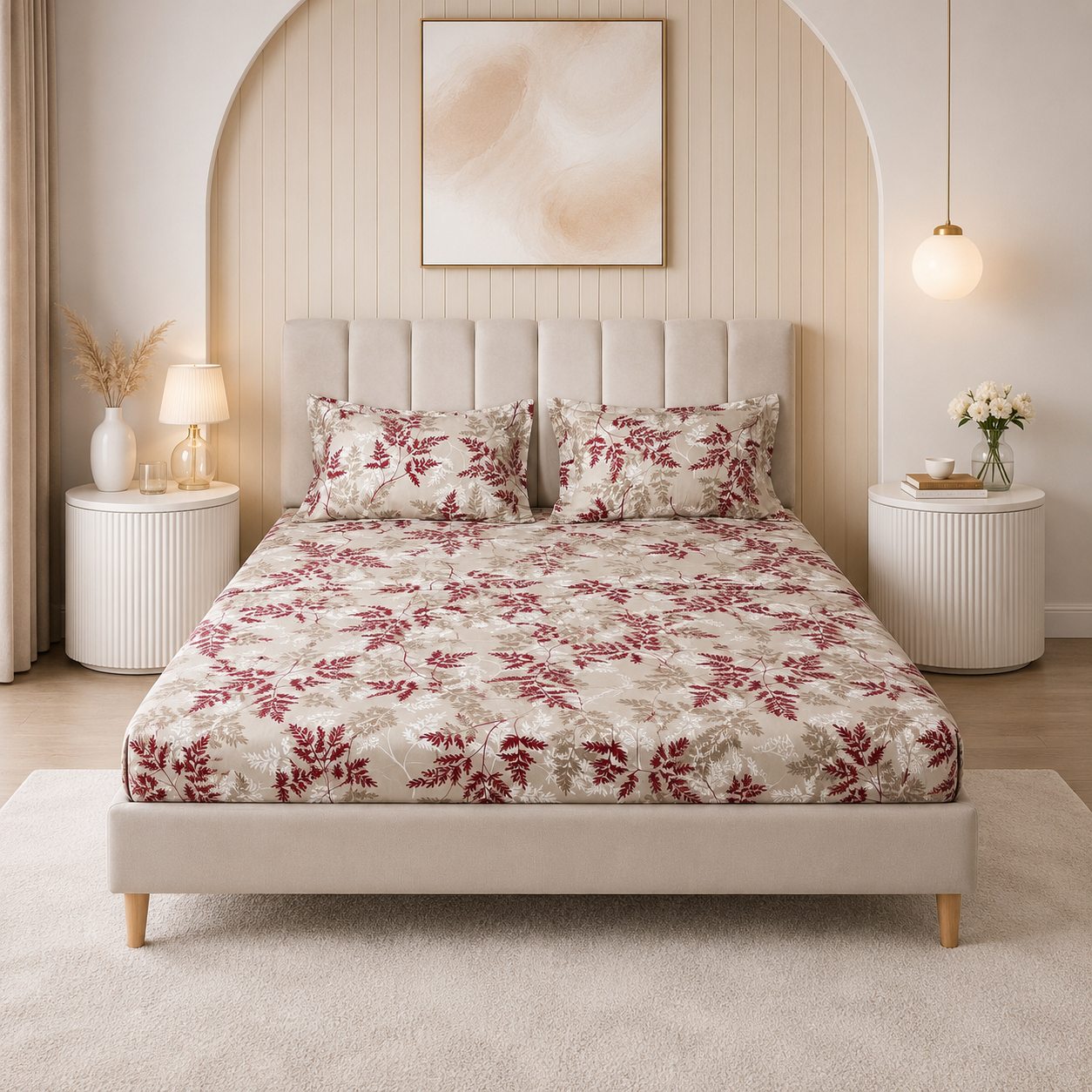Parure de lit 100% coton pur – Ensemble complet 4 pièces – MBH