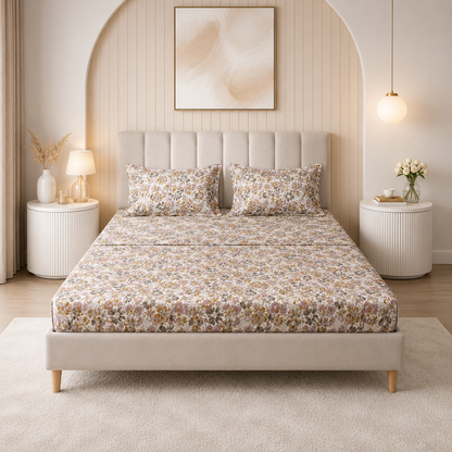 Parure de lit 100% coton pur – Ensemble complet 4 pièces – MBH