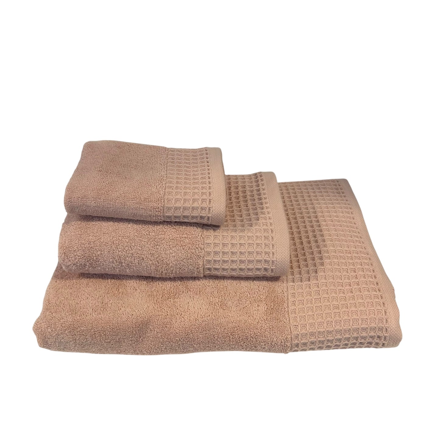 Lot de Douche ''EXELLENCE'' 3 Pièces 100% Coton – MBH - Rose Poudre