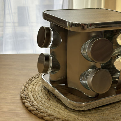 Tour porte-épices rotatif avec 8 pots en verre – MBH