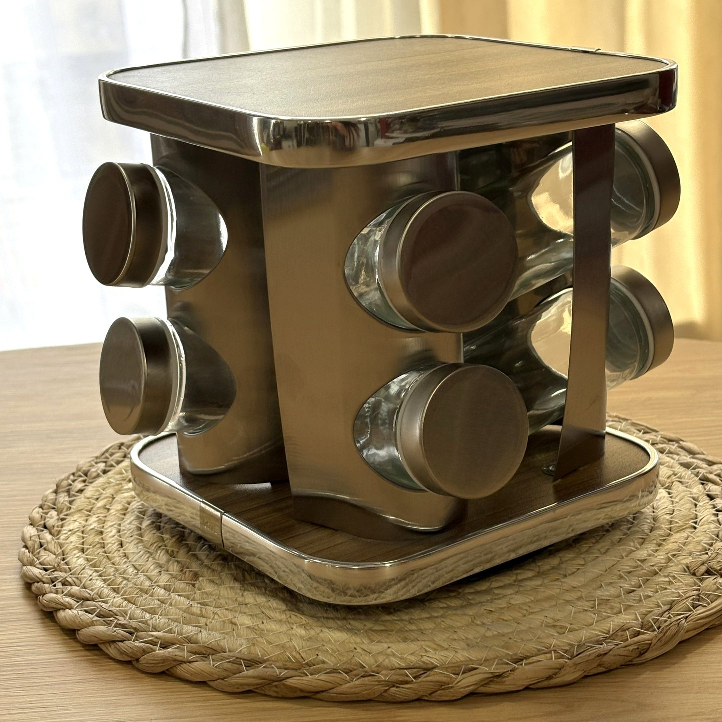 Tour porte-épices rotatif avec 8 pots en verre – MBH