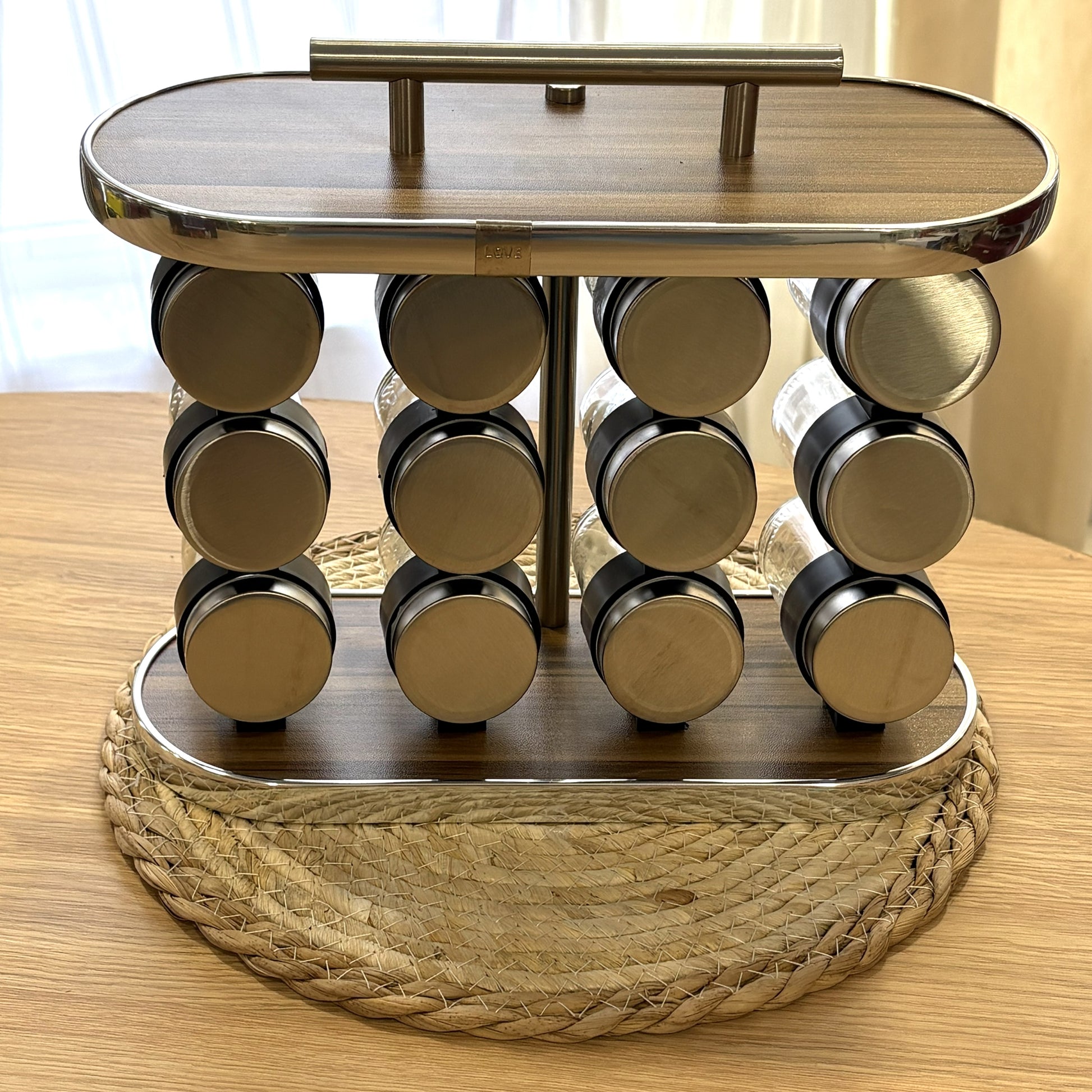 Porte-Épices Design en Bois et Verre 12P - MBH