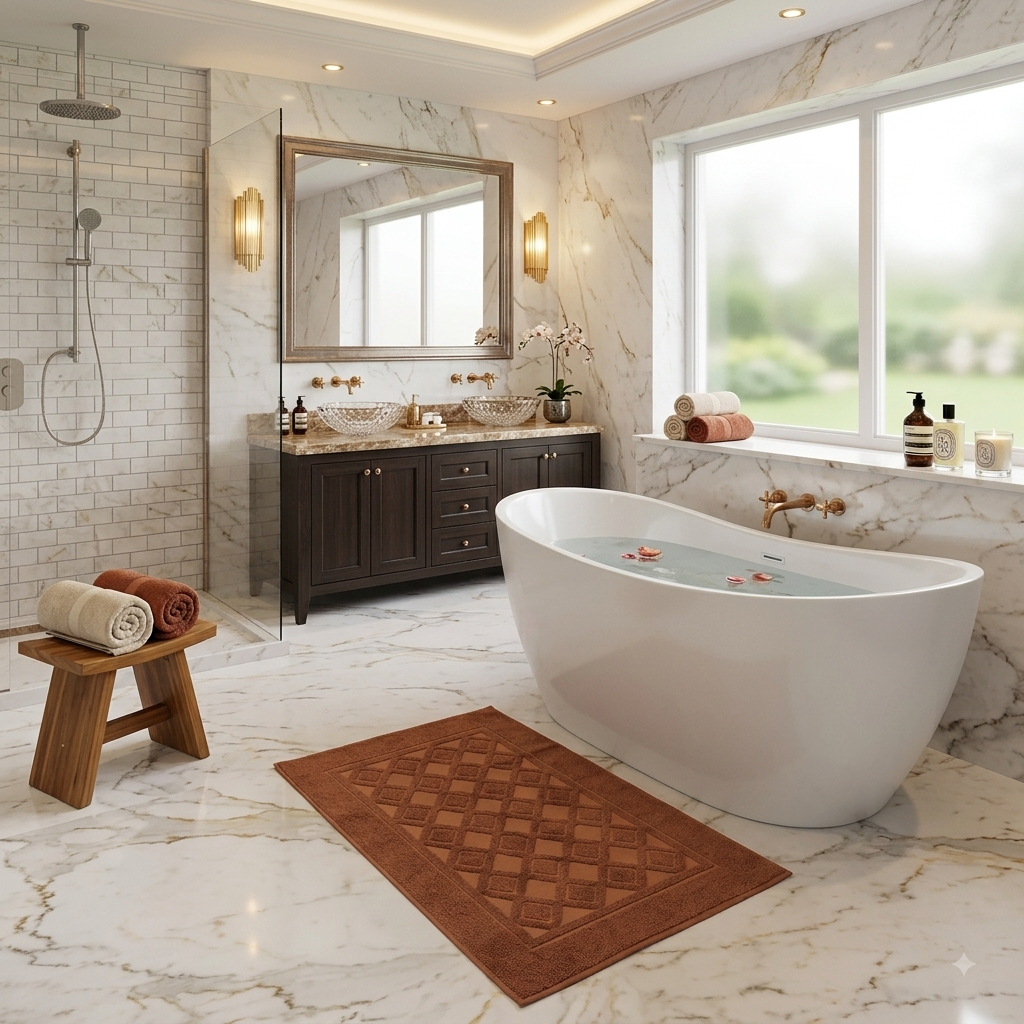 Tapis de bain ''EXCELLENCE''  100% Coton – MBH - MOCHA MOUSSE M2