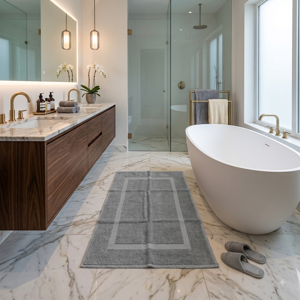 Tapis de bain ''EXCELLENCE''  100% Coton – MBH - Gris M1