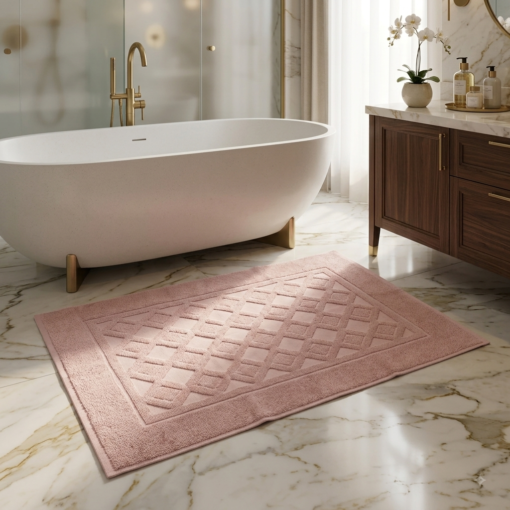 Tapis de bain ''EXCELLENCE''  100% Coton – MBH - Rose Poudre M2
