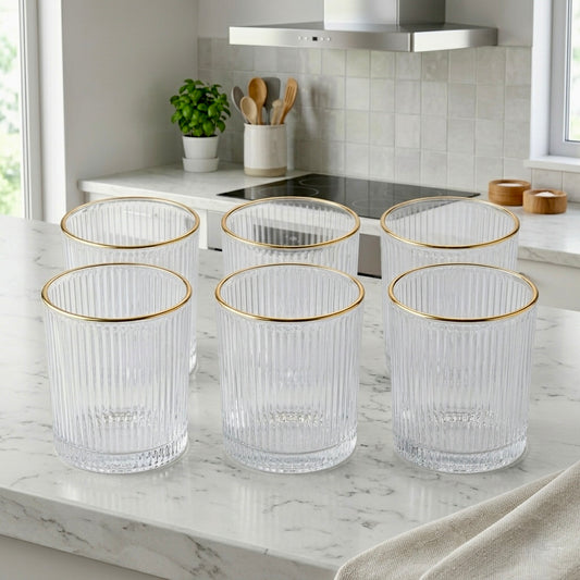 Service de 6 verres à eau avec contour doré – MBH
