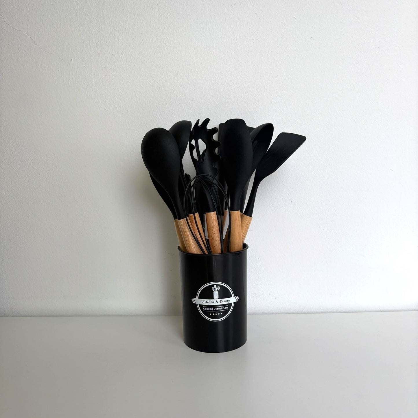 Ensemble de 12 Ustensiles de Cuisine Silicone & Bois – MBH