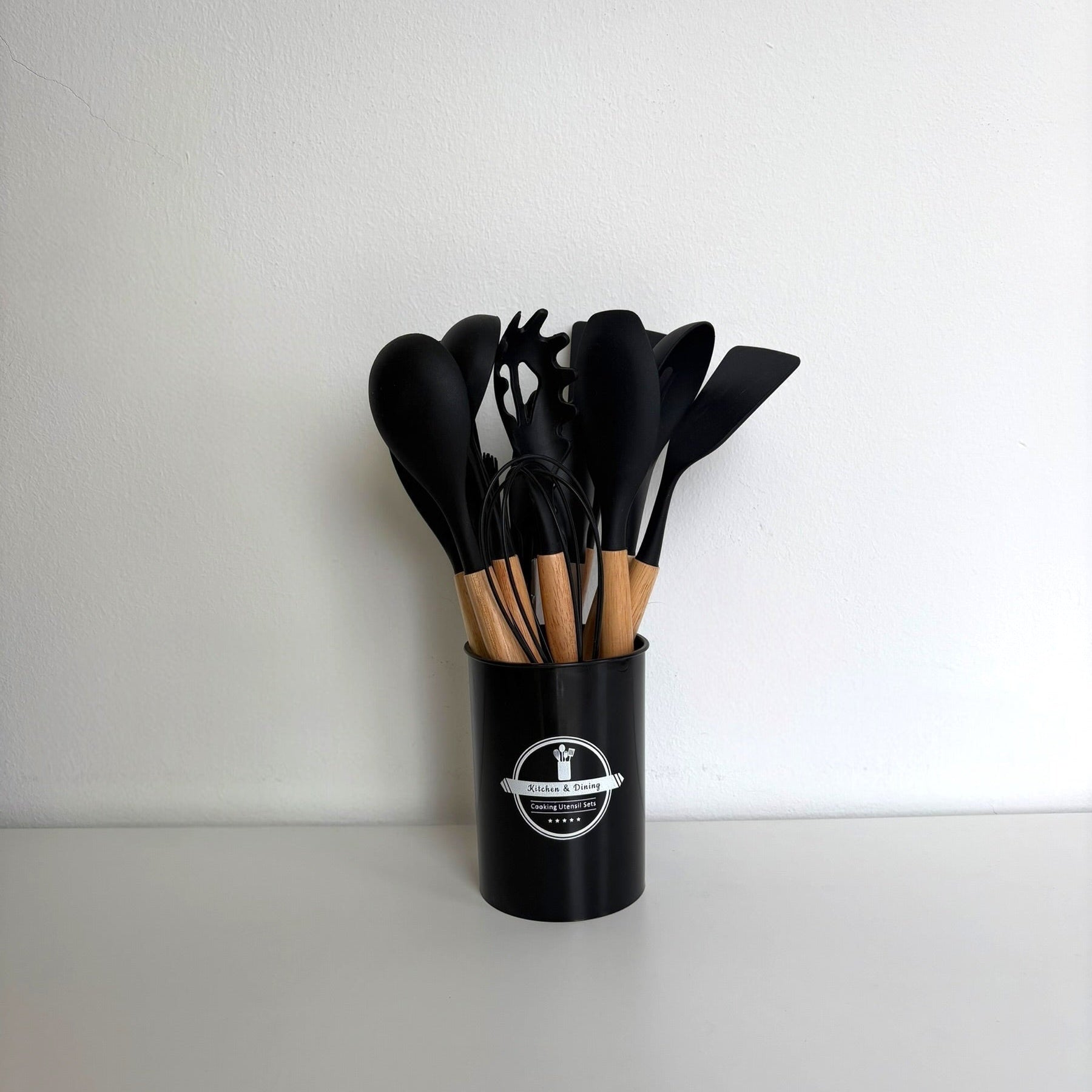 Ensemble de 12 Ustensiles de Cuisine Silicone & Bois – MBH